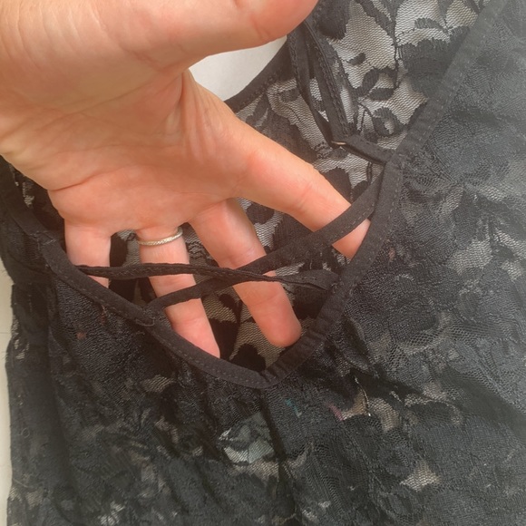 Free People Beach Black Lace Bodysuit Lingerie Top Cami Sexy Size Small - Picture 10 of 15